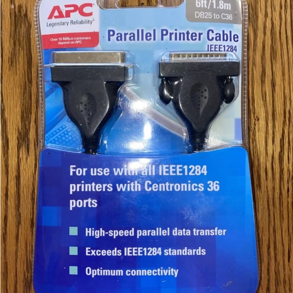 Sealed Box APC IEEE1284 Premium Parallel Printer Cable.  Model 1284-6F-1V.